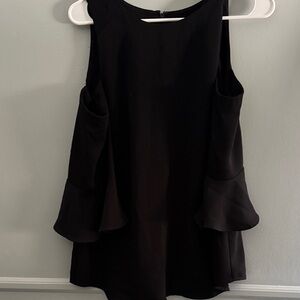 Ann Taylor Black Sleeveless Shift Dress with Subtle Peplum